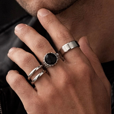 Vintage Ring Set – 4 Piece Stainless Steel & Alloy Collection