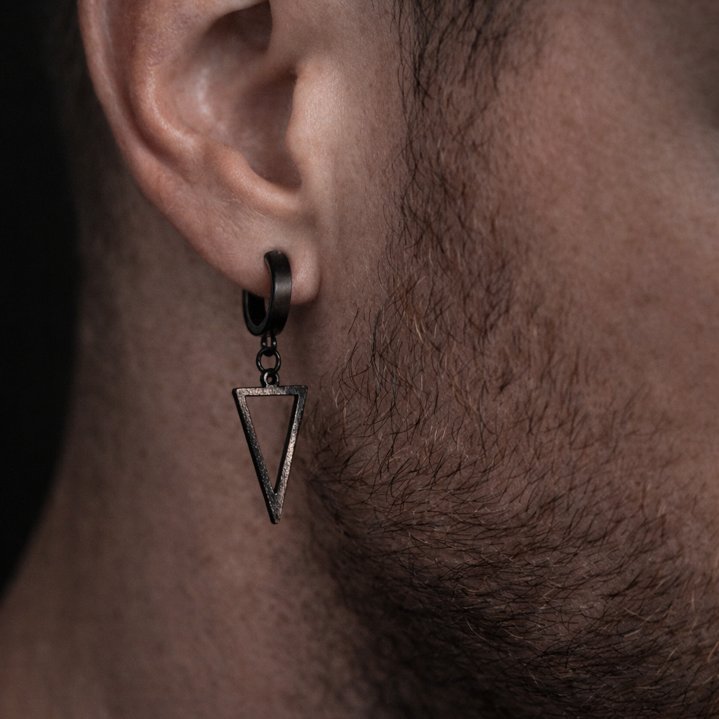 Geometric Triangle Chain Ear Cuff