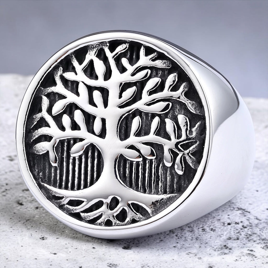 Silver Tree of Life Signet Ring