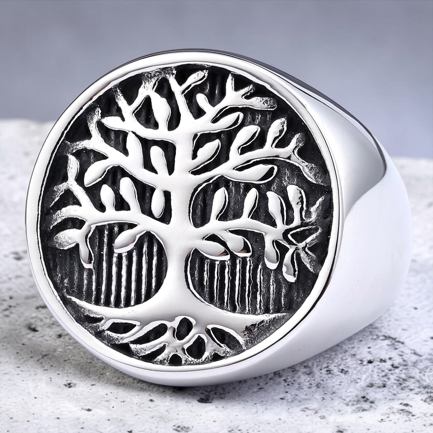 Silver Tree of Life Signet Ring