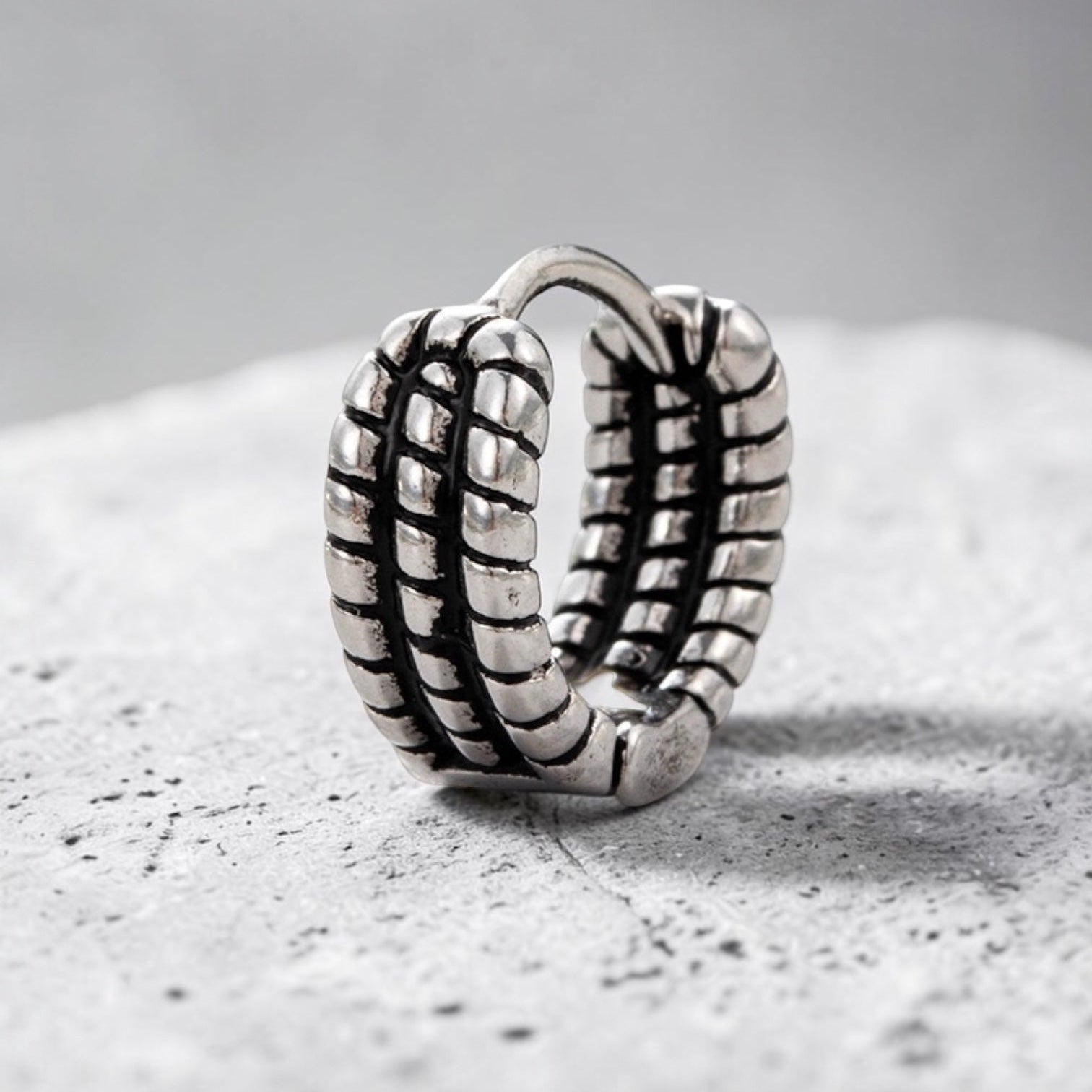 Silver hoop earring