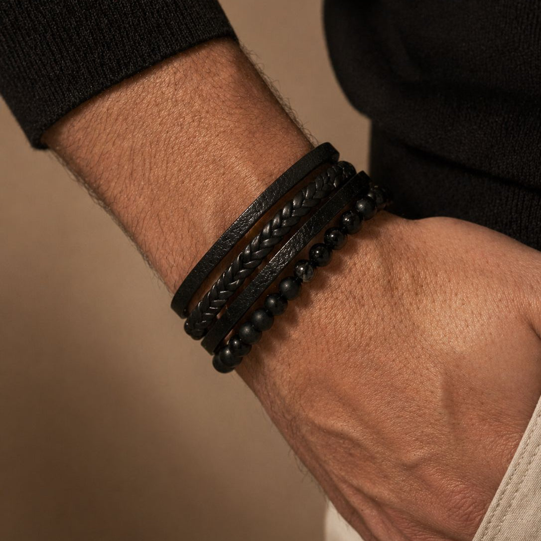 Tiger Eye & Obsidian Bracelet