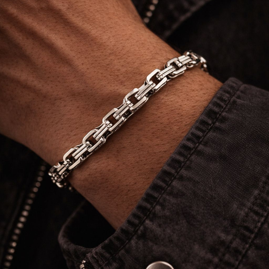 Geometric Stainless Steel Chain Bracelet