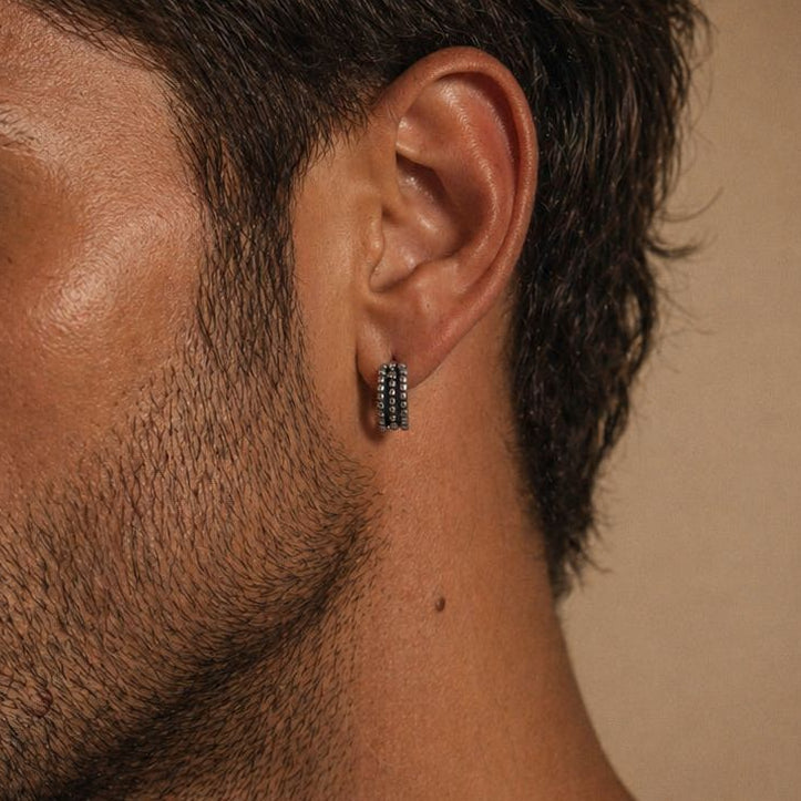 Textured Stainless Steel Hoop Earring
