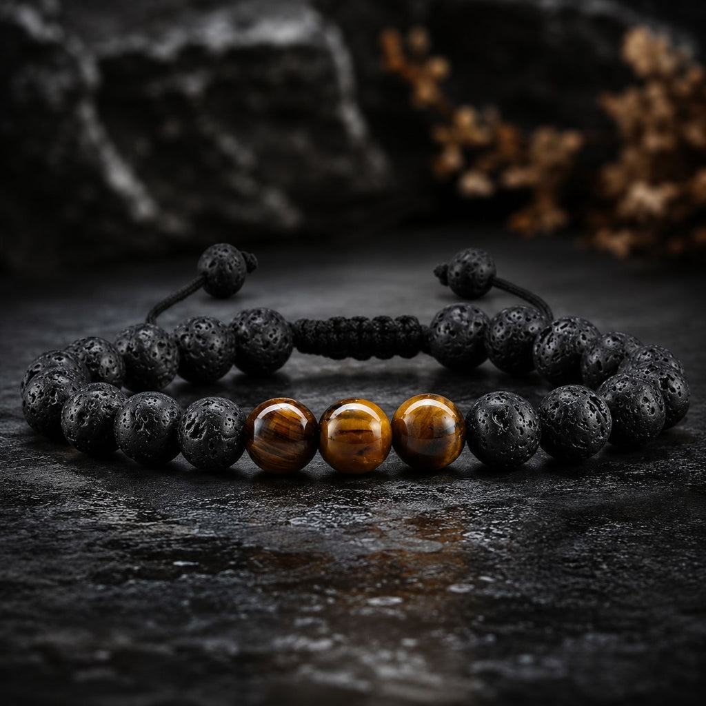 Tiger Eye Lava Stone Bracelet