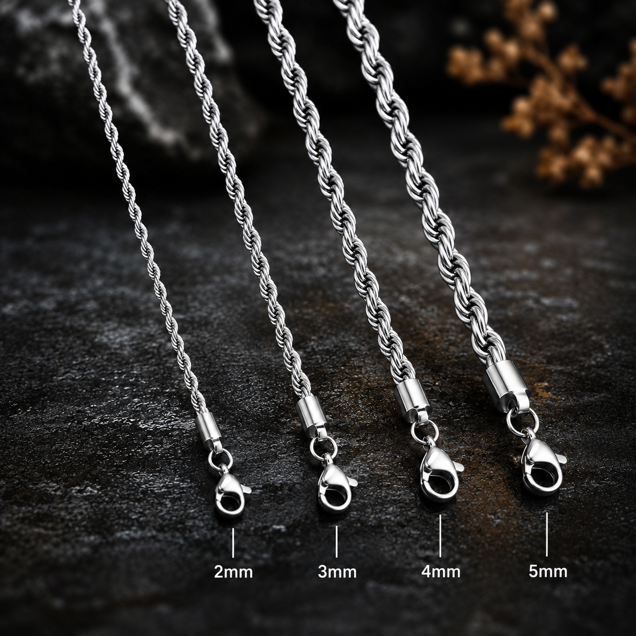 Rope Chain Necklace  3mm and 5mm